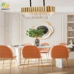 100Watt E14 Rectangle Led Pendant Light Crystal And Metal Gold And Clear Hanging