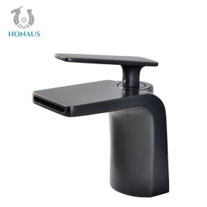 China ISO Antique Black Hot And Cold Wash Basin Taps Waterfall Basin Faucet Set wholesale