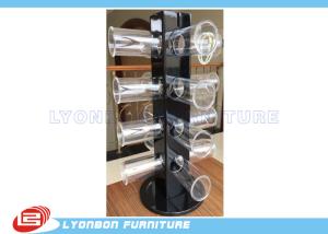 China Rotated Glossy Black Bracelet Hanging Display Rack With Round Acrylic Hangers wholesale