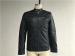Navy Mens PU Jacket With Suede Detail , Faux Leather Biker Jacket TW73204