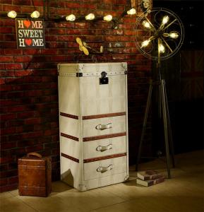 China Retro Vintage Leather Storage Steamer Trunk With Drawer Chest Full Handcrafted wholesale