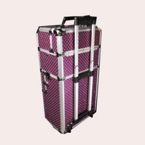 China Black Lining Aluminium Trolley Case , Polka Dot Makeup Case With Shiny Metal Corners wholesale