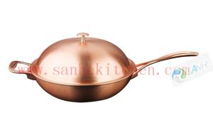 China Cooking wok with material titanium and copper claded ,thickness 1.5mm and diamter 30cm wholesale