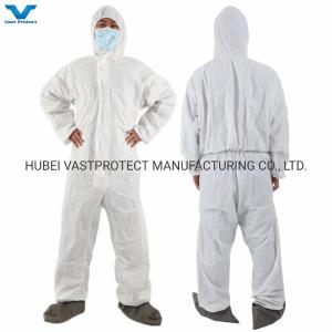 China Nonwoven Disposable Microporous Coveralls with PPE Protective Clothing and Grey Boots wholesale