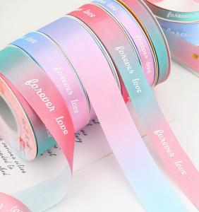 China Gilding Laser Bronzing Ribbed Ribbon Printed Webbing Polyester Woven Tapes wholesale