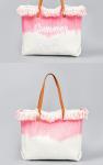 EMBROIDERED TOTE TASSEL DESIGN CANVAS BAG BRAIDED ALPHABET CANVAS UNDERARM NEW