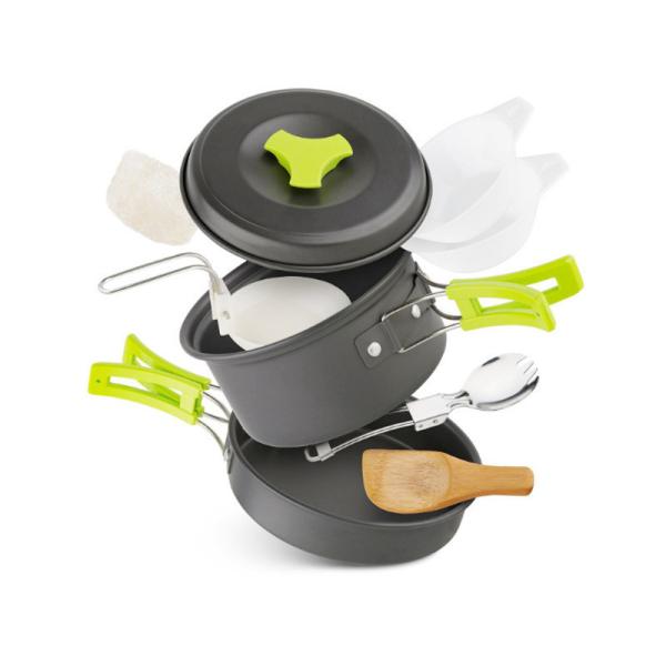 Portable Cookware Set for Camping Lightweight Aluminum Fry Pot and 1 Pan