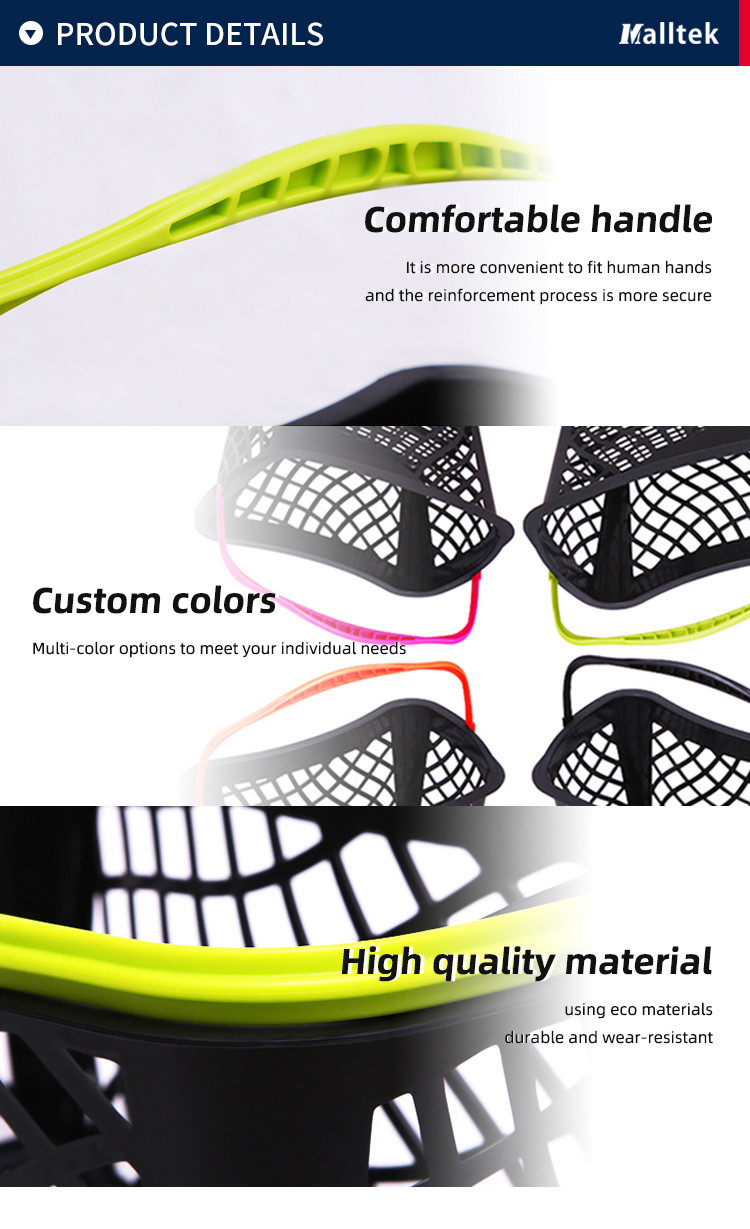 Single Handle Cosmetic Retail Shopping Plastic Basket For Supermarket