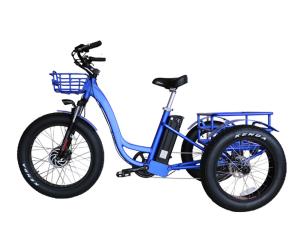China Aluminum Alloy Frame 48V 500W 3 Wheels Electric Cargo Tricycle with 24&quot;x4.0 Fat Tires wholesale