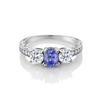 0.5 CTW Natural Blue Tanzanite Ring 18K Solid White Gold