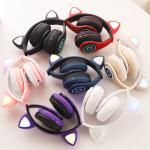 Colorful Foldable Bluetooth LED Cat Ear Headset For Younger