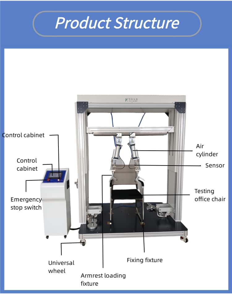 PLC Touch Screen Office Chair Armrest Durability Testing Machine Cyclic Load Armrest Fatigue Strength Tester