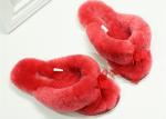 Household Soft Wool Fluffy Flip Flops , Lambs Wool Lined Slippers With 10mm Flat