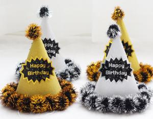 China Gold and Silver Hair Ball Birthday Hat Adult Children