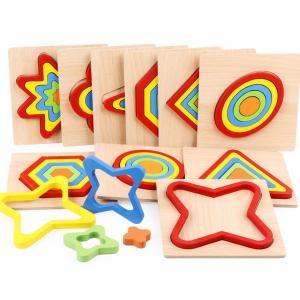 China Unisex Montessori Shape Sorting Puzzle for Toddlers 1-3 Wooden Sensory Stem Learning Toys wholesale