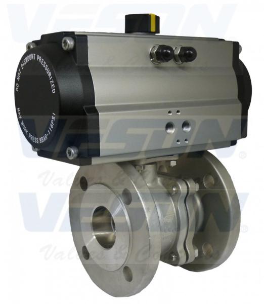 Full Bore ANSI Class Pneumatic Two Way Flanged Ball Valve , Direct Mount Air
