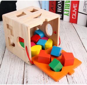China Wooden 16 Hole Intelligence Box Children Color Cognitive Shape Matching AIDS wholesale
