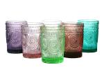 Embossed 340ml Vintage Crystal Highball Glasses Apple Green, Solid colored