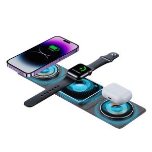 China Foldable Wireless Charging 3 Fold Design For Qi Smart Phone Airpods And IWatch wholesale