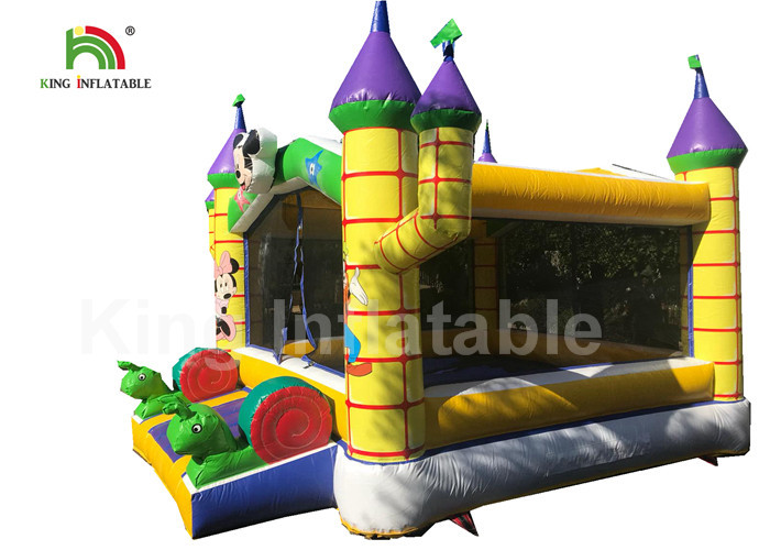 0.55mm PVC Combo Mickey Mouse Commercial Jumping Castles With Step