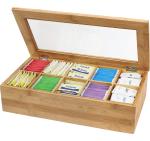 10 compartments bamboo wooden organic assorted tea storage box tea gift set
