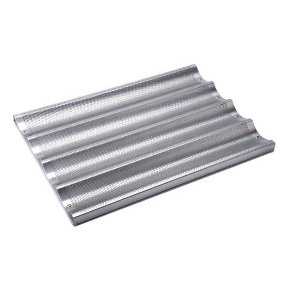 4 slotted aluminum french bread baking pan baguette baking tray for bar or