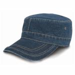Curved Peak Military Flat Top Army Cap Big Stitches / Sandwich Solid Color
