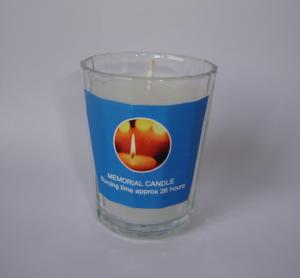China Memorial candle,glass candle with printing label wholesale