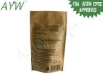 Reclosable Brown Kraft Paper Zipper Bags Foil Liner For Aroma Cafe Beans