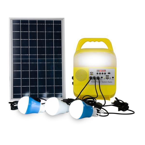 Plastic 9W*3PCS Bulb Outdoor Solar Lighting System Solar Panel Kits For Garden