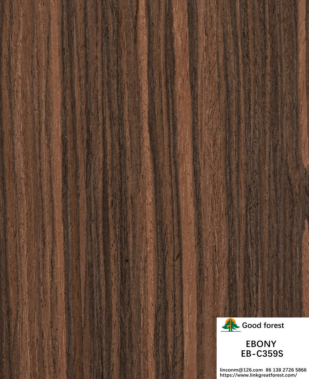 Recon Ebony Wood Veneer Slice Cut Straight Grain Double Color For Door And Cabinet Face Decoration