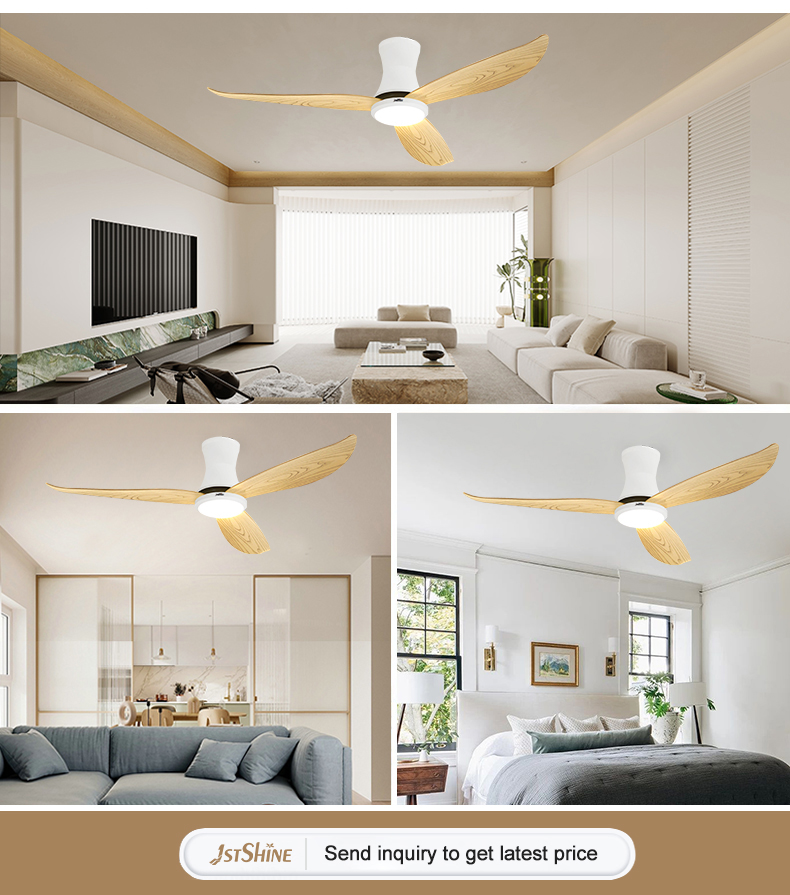 110-240V/50Hz-60Hz Input Voltage LED Ceiling Fan with Wood Grain Blades and 6 Speeds