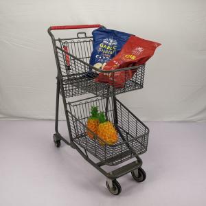 China CE Customizable Gray Shopping Basket Trolley Chain Supermarket Grocery Cart With 4