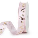 38mm Satin Ribbon Animal Printed Gold Logo Ribbon