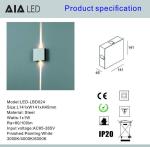 Steel inside 2x1W IP20 modern LED wall light /LED decoration wall light for