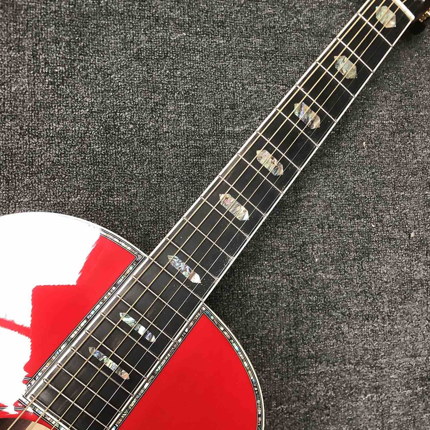 Custom 39 Inch OOO 45AA AAAAA All Solid Wood Acoustic Guitar with 301 Electronic EQ Ebony Fingerboard Slotted Headstock