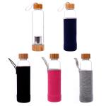 Portable Tea Infuser Travel Unbreakable Glass Water Bottle With Filter