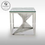 12mm Glass Stainless Steel Side Tables 49x49x51cm Golden Frame