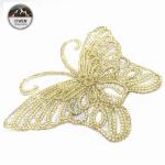 3D Simple Style Embroidered Butterfly Patches , Golden Butterfly Sew On Patches