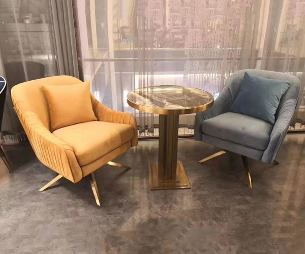 Luxury 85cm Single Seat Sofa Chair Nordic Rotating Stainless Steel Leisure Swivel Chair
