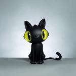 Fadeless Wooden Cat Sculptures Statues With Black And Yellow Color