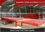 Tri-axle 50Tons flatbed container trailer truck for Carry container , hoses ,