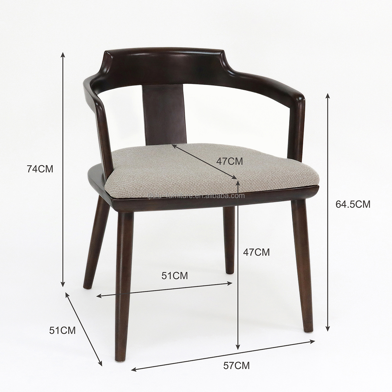 Classic Style Wooden Dining Chair Customized Fabric Upholstery for Restaurant Furniture