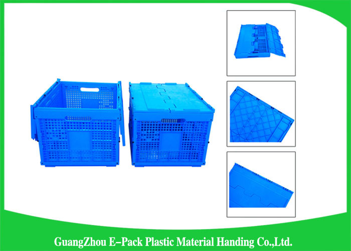 Mesh Collapsible Plastic Containers with Attached Lids / Package Folding Plastic Crates