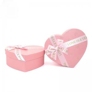China Custom 2024 Valentine's Day Luxury Gift Box With Bow Ribbon Heart Shaped Pink Paper on sale