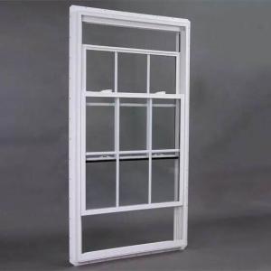 China Vertical Sliding UPVC Double Hung Windows Clear Tempered Glass wholesale