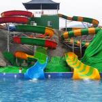 Colorful Design Fiberglass Pool Spiral Slide LANCHAO-WS07 For Aqua Theme Park