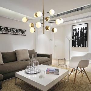 China ODM Frosted Glass Ball Pendant Light Modern Simple Chandelier For Living Room Restaurant wholesale