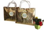 Gold Shining Coated Non Woven Carrier Bags Luxury Water Proof hexagon veins