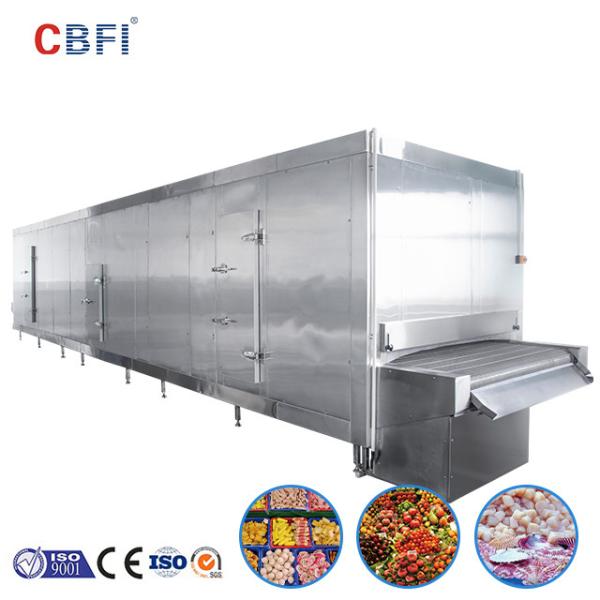 PLC IQF Tunnel Freezer Freezing Machine For Fruits Vegetables Chicken Fish